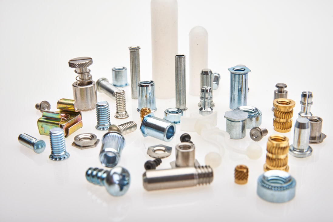 A selection of industrial fasteners and parts